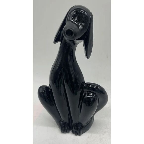 Viking Glass Epic Dog Figurine - Shiny Black Hound by Mosser Glass, 8" Solid Gla - Picture 4 of 10